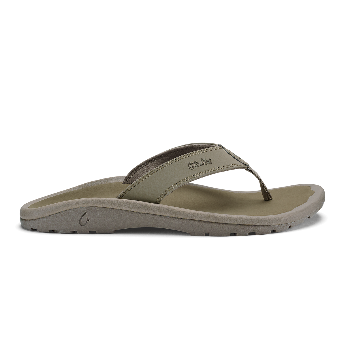 Clay and mustard-colored thong sandal with contoured footbed and textured sole.