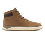 Toffee and brown leather lace-up boot with cream midsole and dark collar accent.