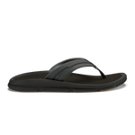 Black flip-flop sandal with textured footbed and padded toe strap.